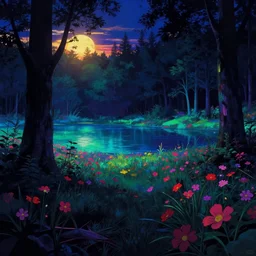 abandoned by edward hopper, darkacademia flowers nightvision anime at night at dusk at dawn vaporwave landscape sunlight forest thermal imaging lightpaint lake thermal vision neon noir myst retrowave nature meadow dramatic lighting, archdaily, wallpaper, highly detailed, trending on artstation.
