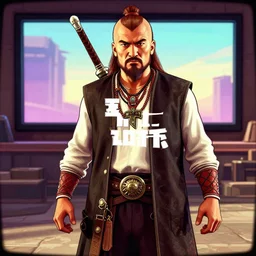 Genghis khan in GTA V, Cover Art by Stephen Bliss, Boxart, Loading Screen