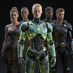 glowwave portrait of robot vikings, au naturel, hyper detailed, digital art, trending in artstation, cinematic lighting, studio quality, smooth render, unreal engine 5 rendered, octane rendered, art style by klimt and nixeu and ian sprigger and wlop and krenz cushart.
