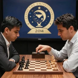 photography of two chess players playing the hand of the universe, photo award of the universe