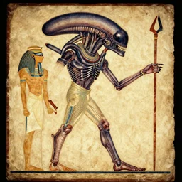 ancient egyptian art of [ xenomorph ] from alien movie