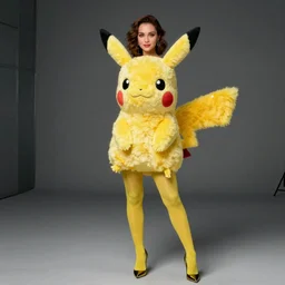 elegant woman dressed up as pikachu, wearing stockings, modern photo by Annie Liebovitz