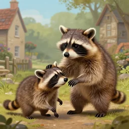 Frank Dillane petting raccoons, comical, funny, cute, cartoon, digital painting, old english, whimsical background by marc simonetti, artwork by liam wong