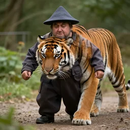 a delorean protecting a tiger,