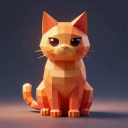orange to red gradient low poly art of cat