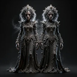 creepy twins, dark background, backlit:: by beeple and James Gilleard and Justin Gerard :: ornate, dynamic, particulate, intricate, elegant, highly detailed, centered, artstation, smooth, sharp focus, octane render, 3d