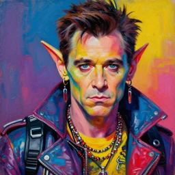 jim carrey as an apocalyptic scifi orcish biker character, psychedelic vibrant colors, futuristic punk rock fashion, oil painting by michael whelan art, perfect face, sharp focus, detailed eyes, realistic, 8 k