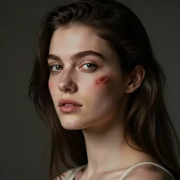 portrait of a woman with a scar on her cheek
