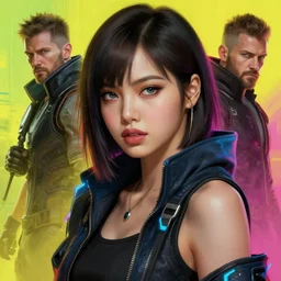 beautiful half body portrait, digital painting of lalisa with high detail, ( cyberpunk 2 0 7 7, mass effect, bladerunner 2 0 4 9 ) 8 k, stunning detail, photo by artgerm, greg rutkowski and alphonse mucha, unreal engine 5, 4 k uhd