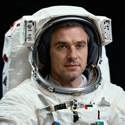 close - up of a kurdish astronaut wearing a kurdistan flag badge in a movie directed by christopher nolan, movie still frame, promotional image, imax 7 0 mm footage