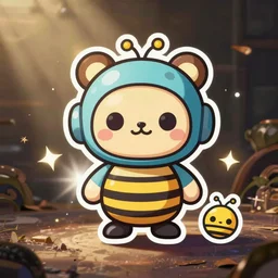 cute miss mascot baggaa ¯ d baggaa ¯ d scrafty super hero sticker art, cronobreaker, beeple game icon