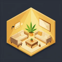room of cannabis flat colors isometric vector illustration minimalist by earle, eyvind render in octane