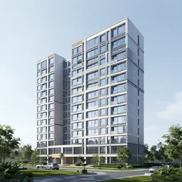 a building in a landscape, complex
