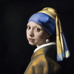 cat with a pearl earring oil in canvas by johannes vermeer, 1 6 6 5
