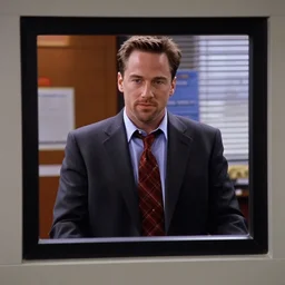 Arnold Schartzenegger as Dwight K. Schrute from The Office, TV frame