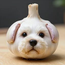 garlic with puppy face shaped like a dog
