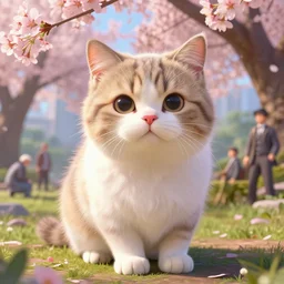 a cute cat with a sakura fur, fine details, vibrant setting, realistic shading, art style by ilya kuvshinov, katsuhiro, artgerm, jeremy lipkin, michael garmash, nixeu, unreal engine 5, radiant light, ultra detailed, intricate environment