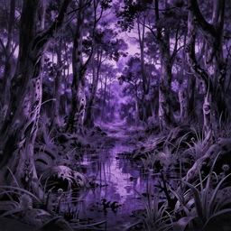 dark purple swamp, by akira toriyama