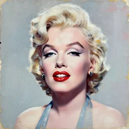 a mixed media painting of Marilyn Monroe