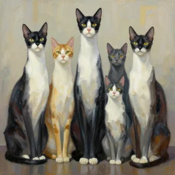 artwork of really tall sitting cats by stanley donwood, thick brush, 4 k resolution