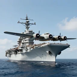 A single American Aircraft Carrier in the Pacific, Second World War, aircraft taking off, wide angle, 4k, highly detailed, digital art