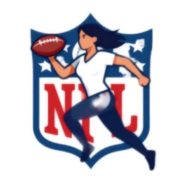 female teacher holding apple like football in running-back pose vector logo, professional NFL sports style, flat colours, bright colours, Adobe EPS, SVG, professional, sharp edges