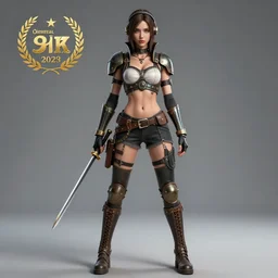 full length photo of a very beautiful female slim dieselpunk warrior, 8 k, hdr, smooth, sharp focus, high resolution, award - winning photo