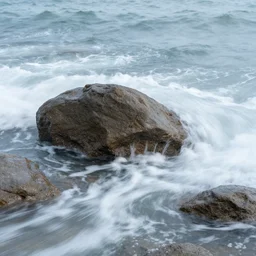 beautiful rocks in ocean waves photograph