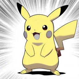 pikachu in a battle stance, illustrated by mato, manga style, black and white illustration