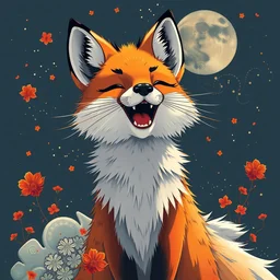 maximalist joyful fox, trending on pixiv fanbox, painted by makoto shinkai takashi takeuchi studio ghibli, akihiko yoshida, yoshitaka amano, wangechi mutu, clean cel shaded vector art. shutterstock. behance hd by lois van baarle, artgerm, helen huang, rossdraws, illustration