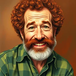 bob ross in a portrait by robert crumb