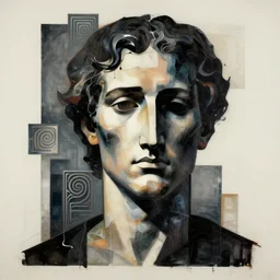epic concept art. abstract male face silhouette mixing with black and color liquid fluid. abstract sculpture. vertical rectangles, rectangles, cubes. art deco swirls. masterpiece, michelangelo. concept art, matte painting. greg rutkowski, wlop, victo ngai, kandinski, denis villeneuve and christopher nolan