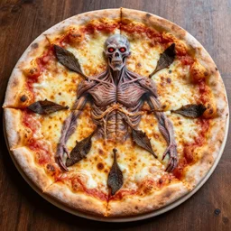 pizza in the style of hr giger,