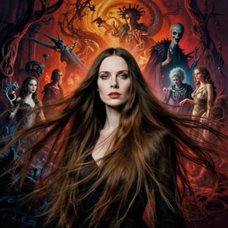 portrait of lady, long bleached brunette hair, richard avedon and martin schoeller, id magazine, ragnarok epic lovecraft scene, weird, strange, surreal, david cronenberg, kilian eng vibrant colours, billowing, dramatic, dynamic lighting, intricate, detailed, beksinski, dan mumford, artstation, greg rutkowski, sharp focus, motion, photoreal, 8 k