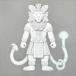 a beautiful painting of full - body mayan jaguar warrior, wisdom, good and evil, white ink + magical + symmetrical + detailed intricate + heraldic design + atmosphere high details, in the style of jean delville, artstation, 8 k, 4 k, cinematic