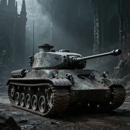 KV-2 (1941), Dark Souls 3, a grim fantasy, Anor Londo, dramatic lighting, cinematic, establishing shot, extremely high detail, photorealistic, cinematic lighting, artstation, by simon stalenhag