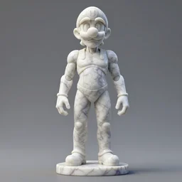 a statue made of white marble with purple veins, of waluigi, transhumanism, full body shot, perfect symmetrical body, perfect symmetrical face, hyper realistic, hyper detailed, by johannen voss, by peter kemp, by monia merlo, by michelangelo, by ernst haeckel, by alex grey, octane render, blender, 8 k