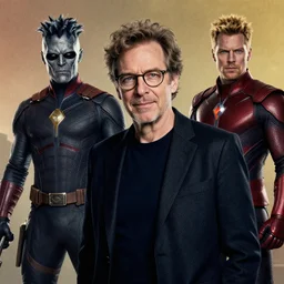 studio portrait of ai professor by gierymski, avantgarde photo portrait of ai artist by wayne barlowe, marvel avengers movie still frame of mr sinister