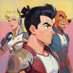 greg manchess portrait painting of overwatch's characters pinup art, medium shot, asymmetrical, profile picture, organic painting, sunny day, matte painting, bold shapes, hard edges, street art, trending on artstation, by huang guangjian and gil elvgren and sachin teng