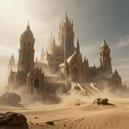kingdom made of sand, superwide angle, light through the mist, dramatic lighting, photorealistic, cinematic lighting, high detail, cinematic feel, high octane, 4 k, unreal engine, digital render, intricate, ultra realistic, concept art