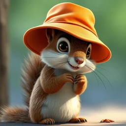 a squirrel wearing a bucket hat. pixar