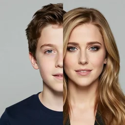 photo realistic picture of kid with half face of steve buscemi and other half of amy schumer