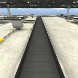 screenshot from a 3 d video game about airport conveyor belts