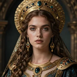 hyper realistic photography portrait of renaissance postapocalyptic holy queen amazon cinematic, brom, mucha, moebius juan gimenez artstation cgsociety
