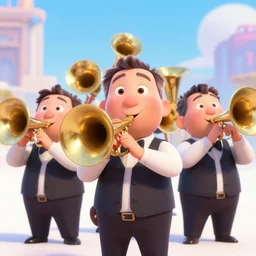 brass band in a pixar movie, 3 d animated, 4 k, pixar style