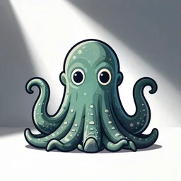 a vector drawing of a cute cartoon cthulhu on a white background