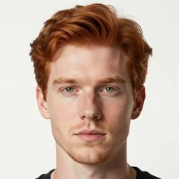 professional digital art of a man with natural light red hair and green eyes, popular, high quality, highly detailed, hd,