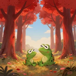 high resolution 4k happiness of pepe love and family worlds of Akihito Tsukushi the of field of love acid tripp made in abyss design ivory dream like storybooks wandering in a forest pepe the frog happy alone in a field sitting wholesome soft and warm the value of love a clear prismatic sky, red woods Canopy love, warm ,Luminism, pepe the frog , art in the style of Tony DiTerlizzi , Francisco de Goya and Akihito Tsukushi and Arnold Lobel