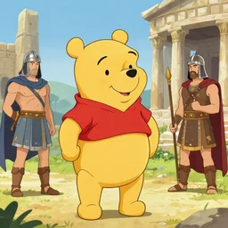 Winnie the Pooh in an ancient battle in Greece