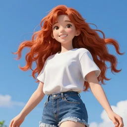 digital art cheerful latin redhead tomboy, blue sky, sharp contrast, high details, perfect proportions, dynamic art by ilya kuvshinov, murata, makoto shinkai, wlop, sakimi best selling pixiv, volumetric lighting, realistic shaded lighting, 8 k, highly detailed render